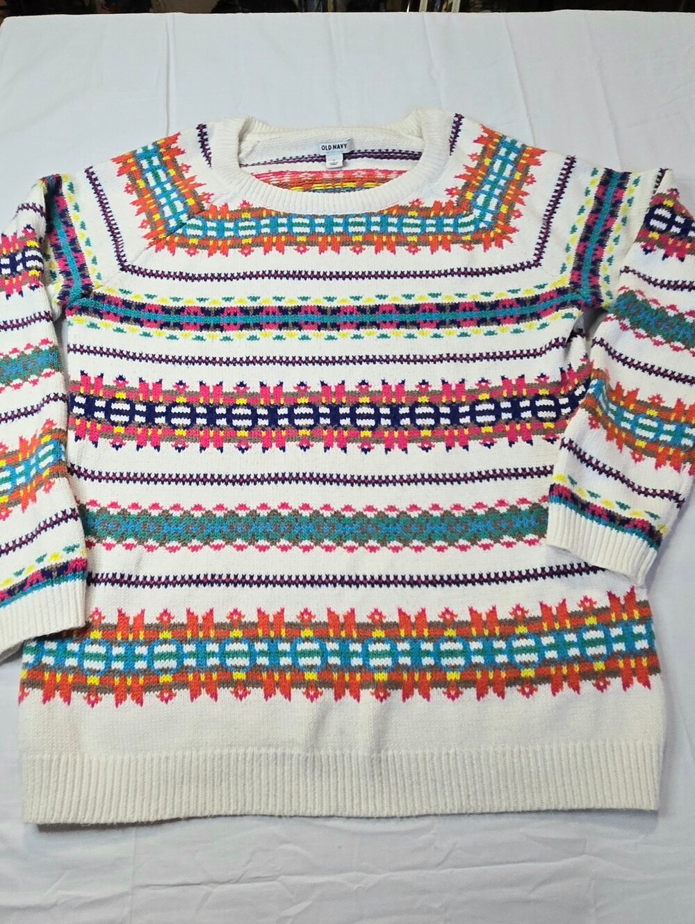 Old Navy Colorful Fair Isle Sweater Women's L Multicolor Nordic Holiday